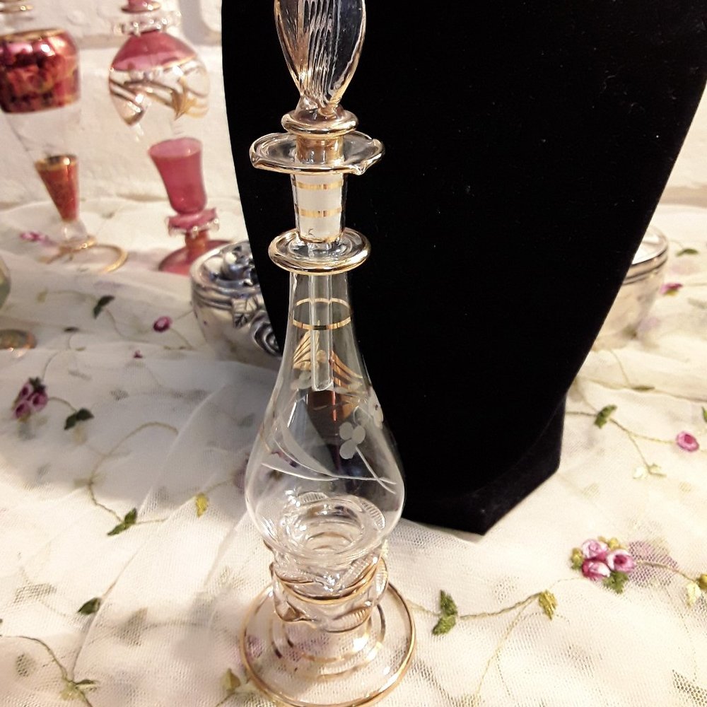 ✨ Clear & Gold Blown Glass Bottle